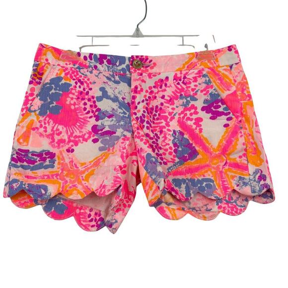 Lilly Pulitzer Pants - Lilly Pulitzer Buttercup Shorts Size 00 Paradise Pink 5 Inch Inseam Scallop Hem